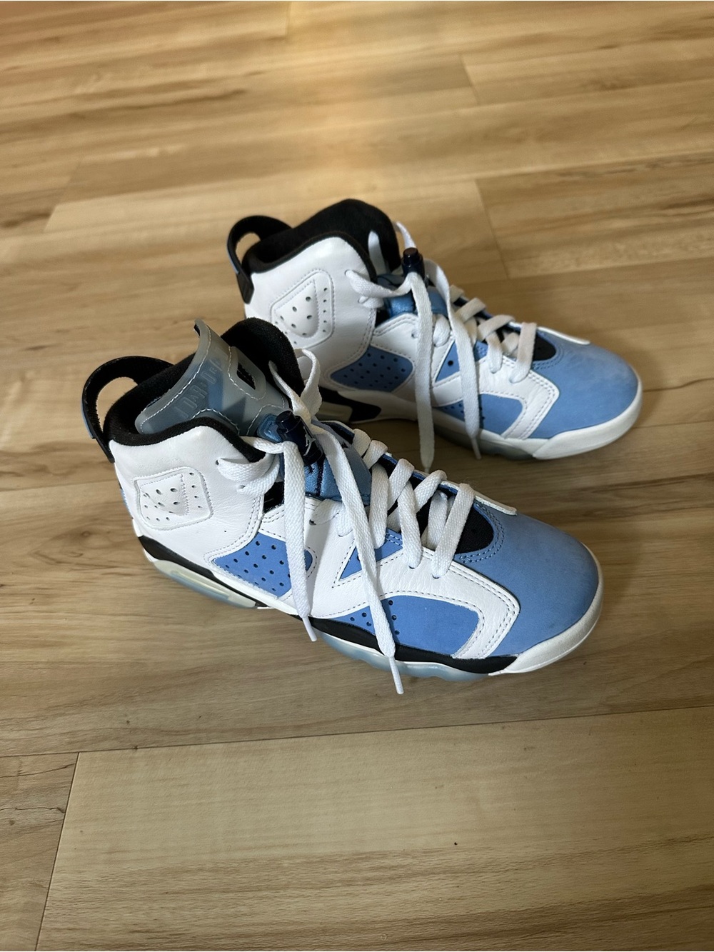 Jordan 6 retro Kids White and Light Blue High-Top Sneakers